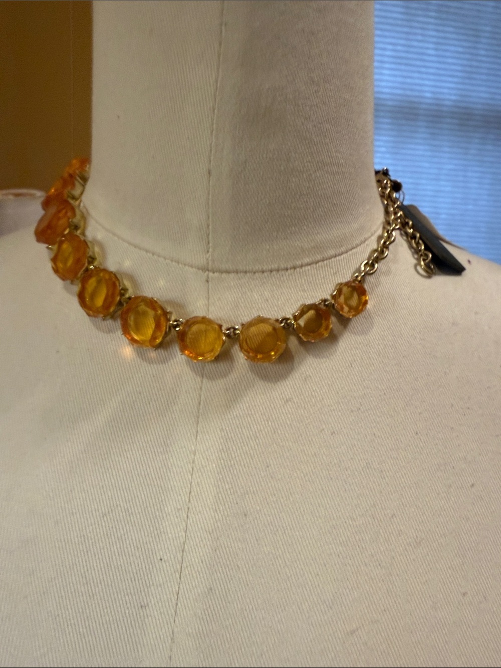 J. Crew Factory Gold-Tone Amber Bezel Crystal Necklace - Picture 2 of 5